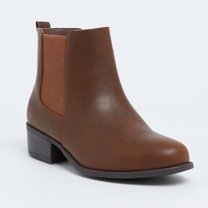 BRAND NEW BROWN FAUX LEATHER CHELSEA BOOTIE (WW)